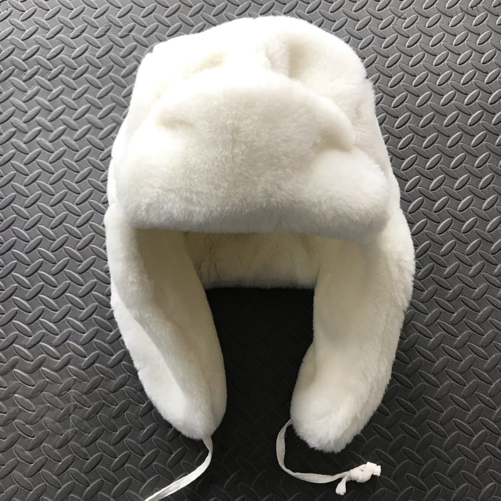 Nine West White Faux Fur Trooper Hat